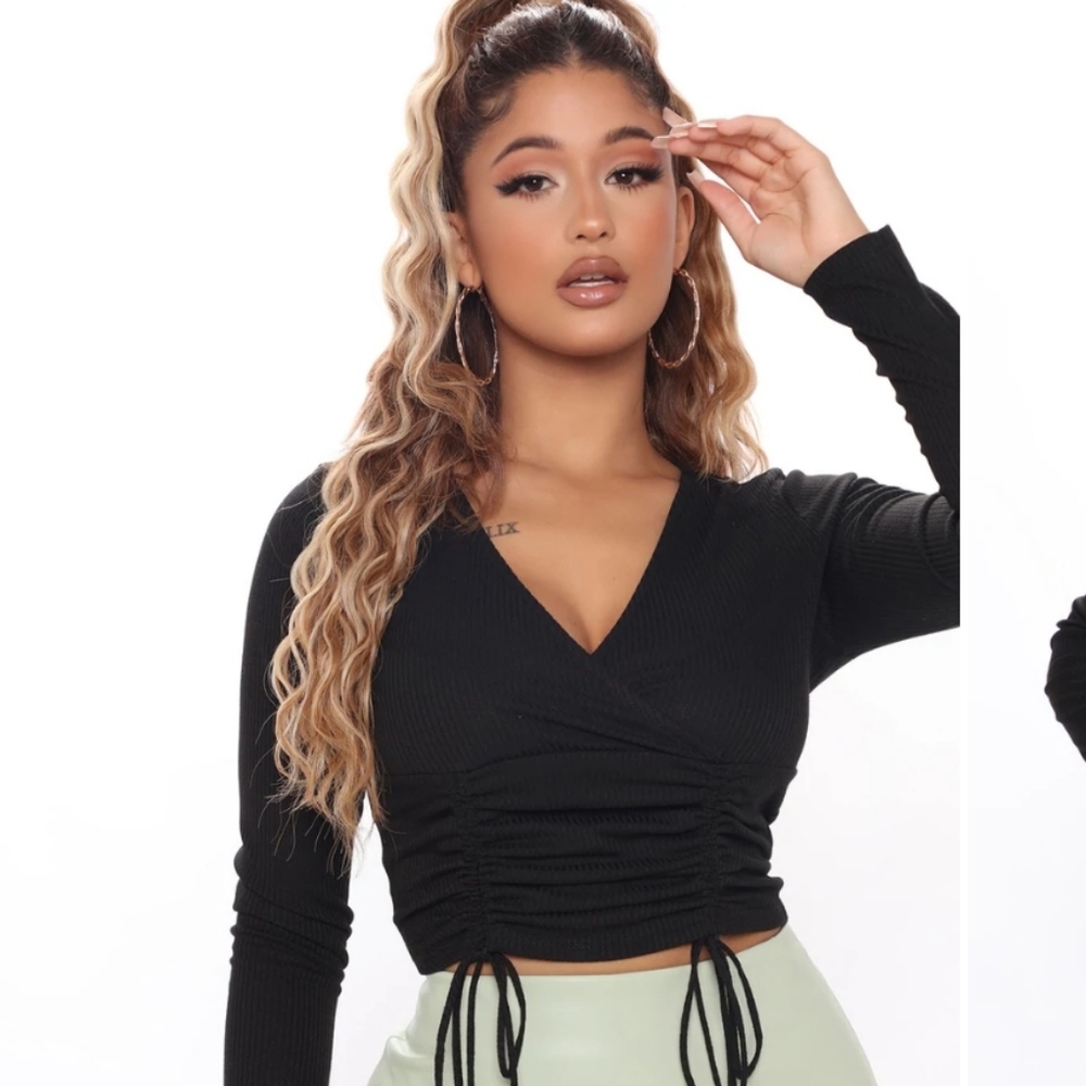 ruched and stunning long sleeve top